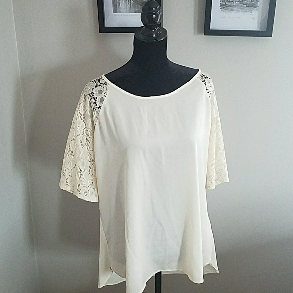Cream top with lace detail